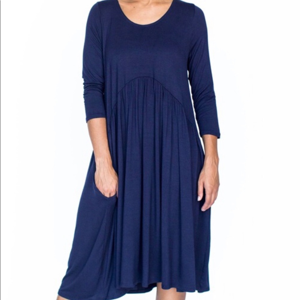 Navy midi dress with pockets